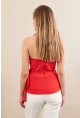 Kadın Kırmızı Sırtı Açık Kruvaze Bluz Ey3095