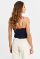 Kadın Lacivert İp Askılı Crop Bluz EV63