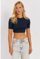 Kadın Lacivert Sırt Dekolteli Crop Bluz CY450