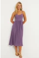 Kadın Lila Astarlı Brode Midi Elbise TW70102-90