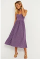 Kadın Lila Astarlı Brode Midi Elbise TW70102-90