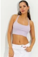 Kadın Lila Sırtı Halkalı Kaşkorse Crop Bluz B2552