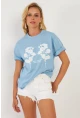 Kadın Mavi Baskılı T-Shirt AYD362