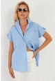 Kadın Mavi Cepli Gömlek ZER410
