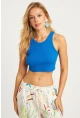 Kadın Mavi Crop Bluz YLE610