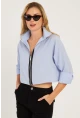 Kadın Mavi Fermuarlı Kısa Gömlek SF2541
