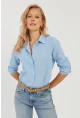 Kadın Mavi Taş Detaylı Gömlek ZER402