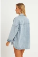 Kadın Mavi Taşlı Denim Ceket İS249
