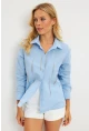 Kadın Mavi Taşlı Gömlek ZER404