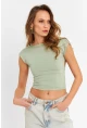 Kadın Mint Sırtı Açık Crop Bluz ZH083