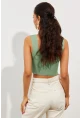 Kadın Mint Triko Crop Atlet YV118