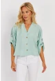 Kadın Mint Yarasa Kol Kısa Gömlek GÇ160