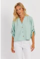 Kadın Mint Yarasa Kol Kısa Gömlek GÇ160
