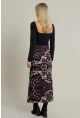 Kadın Mürdüm Desenli Saten Etek CAR1060