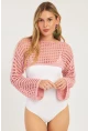 Kadın Pembe Ajurlu Bolero YV115