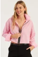 Kadın Pembe Fermuarlı Kısa Gömlek SF2541