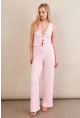 Kadın Pembe Gofre Yelek Pantalon Takım FLU330
