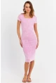 Kadın Pembe Kaşkorse Midi Elbise ALB200