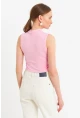 Kadın Pembe Kolsuz Crop Bluz ZH07