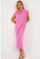 Kadın Pembe Triko Midi Elbise KZ3238