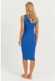 Kadın Saks Kaşkorse Midi Elbise CG330