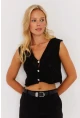 Kadın Siyah Ajurlu Triko Yelek YZ627