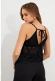 Kadın Siyah Askılı Dantel Crop Bluz MTK13458