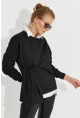 Kadın Siyah Bağlamalı Sweatshirt MYİ2493