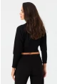 Kadın Siyah Balıkçı Crop Sweatshirt DY1469