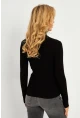 Kadın Siyah Balıkçı Yaka Eldivenli Triko Bluz HNT03