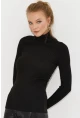 Kadın Siyah Balıkçı Yaka Triko Bluz MMSS128