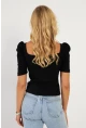 Kadın Siyah Balon Kol Kaşkorse Bluz XL2019