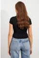 Kadın Siyah Basic Kısa Kollu Bluz UG2444