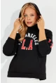 Kadın Siyah Baskılı Kapüşonlu Sweatshirt DA146