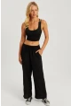 Kadın Siyah Beli Lastikli Bürümcük Pantolon ZER405