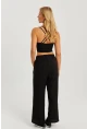 Kadın Siyah Beli Lastikli Bürümcük Pantolon ZER405