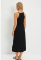 Kadın Siyah Bürümcük Halter Yaka Midi Elbise DMR166