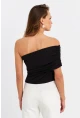 Kadın Siyah Çapraz Crop Bluz B4074