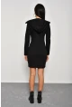 Kadın Siyah Çapraz Fermuarlı Kapüşonlu Sweat Elbise B61