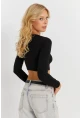 Kadın Siyah Crop Bluz CG367
