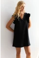 Kadın Siyah Dantel Detaylı Bürümcük Mini Elbise HOL2081