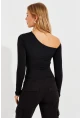 Kadın Siyah Dekolteli Çıtçıtlı Body MEN2009