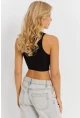 Kadın Siyah Detaylı Crop Bluz AYD375