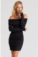 Kadın Siyah Drapeli Madonna Mini Elbise B229