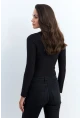 Kadın Siyah Düğme Detaylı Bluz RLO83