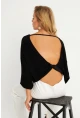 Kadın Siyah Düğüm Detaylı Bluz GÇ176