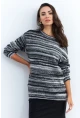 Kadın Siyah-Ekru Çizgili Kazak KAZ28