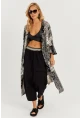 Kadın Siyah-Ekru Desenli Kimono GÇ155