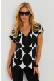 Kadın Siyah-Ekru V Yaka Desenli Bluz AYD293