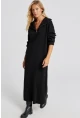 Kadın Siyah Fermuarlı Triko Maxi Elbise SF2525